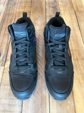 Skechers Men's Work Arch Fit Bensen Boot in Black with Red Accents